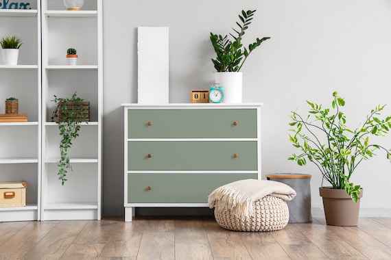 Green color Furniture Veneer, Texture Adhesive Foils, Solid color Furniture Covering, Green Furniture Decals, Waterproof Sticker