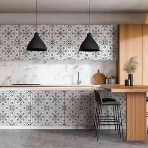 Gray ornament Furniture Veneer, Texture Adhesive Foils, Abstraction Furniture Covering, White Furniture Decals, Waterproof Sticker