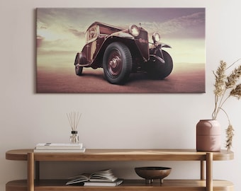 Automotive - vintage style car Canvas, Picture Wall Hanging, Brown Wall Art, Vehicle Canvas Painting