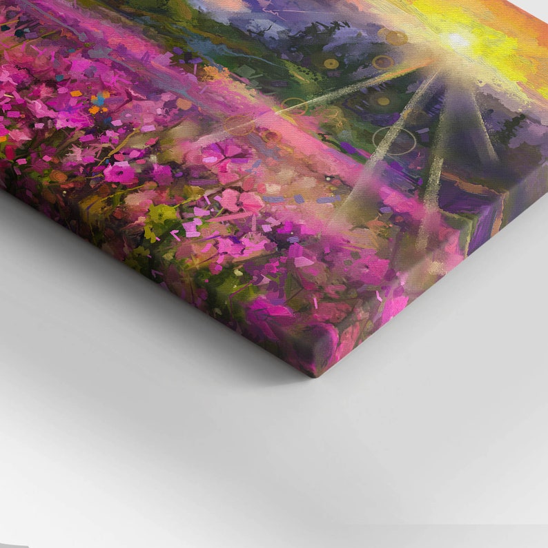 Meadow in sunset Canvas, Picture Wall Hanging, Purple Wall Decor, Abstraction Canvas Print image 8