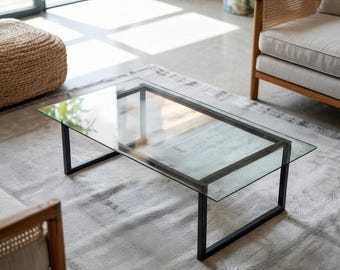 Rechteckige kristallklare Glastischplatte, moderne Glastischplatte, Schutzglasplatte für Tische, minimalistische Glastischplatte