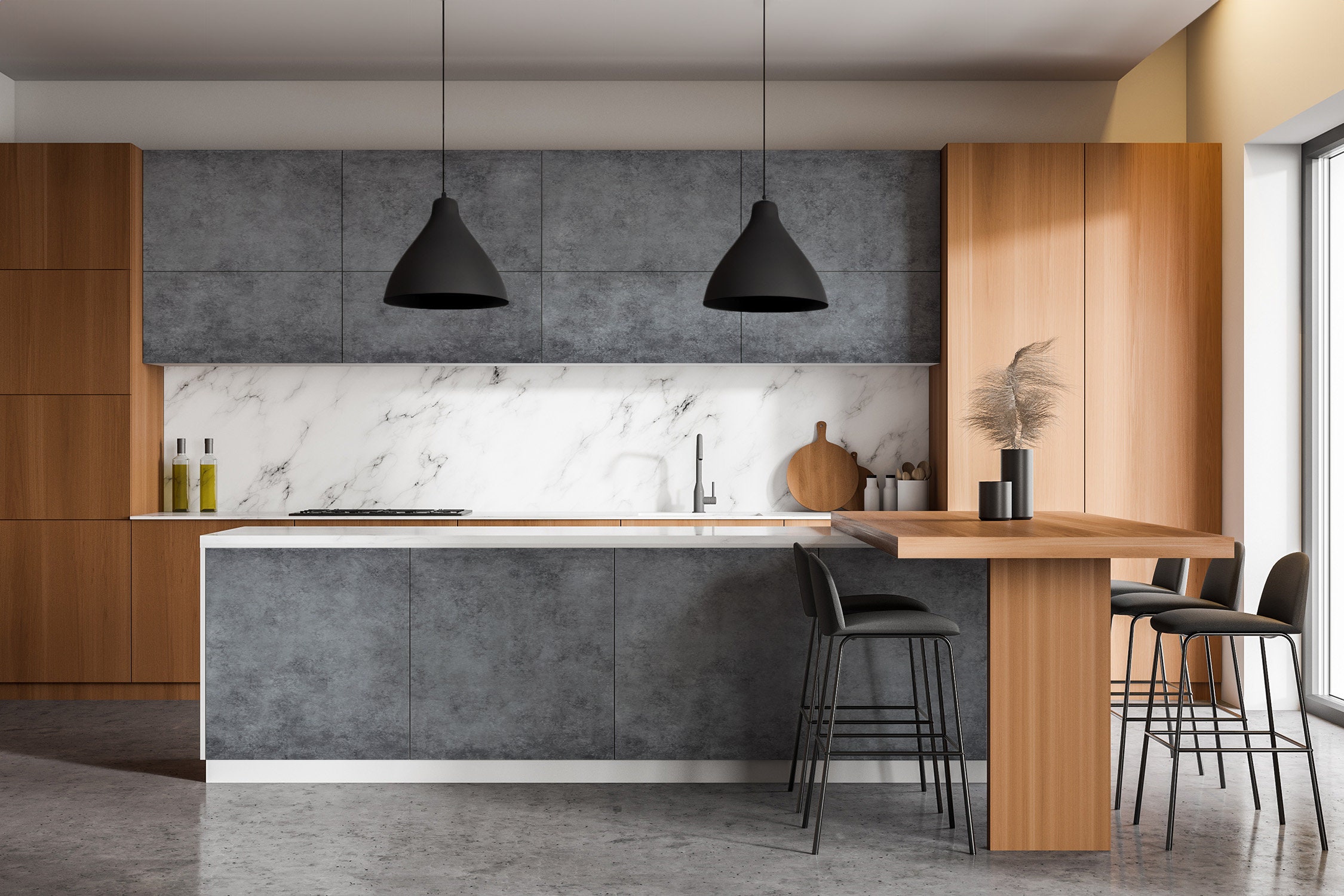 Revêtement mural en béton pour meubles, Feuilles adhésives texturées, Revêtement de meuble texturé, Décalcomanies grises pour meubles, Sticker impermé