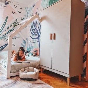 Pastel art nursery wallpaper, Removable wallpaper, Wall mural, Peel and stick, Hand drawn, Tropical, Abstract design #11