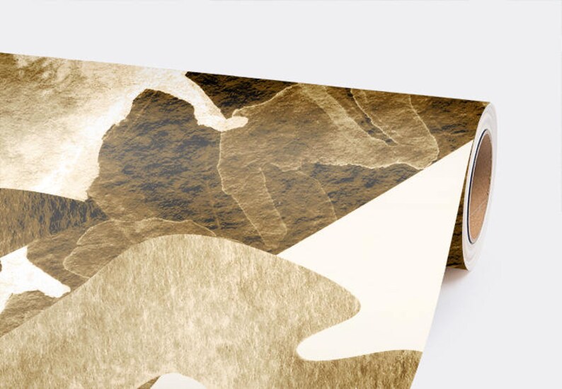 Golden Leaves Removable Wallpaper Gold Palm Gold Leaf Wall Etsy