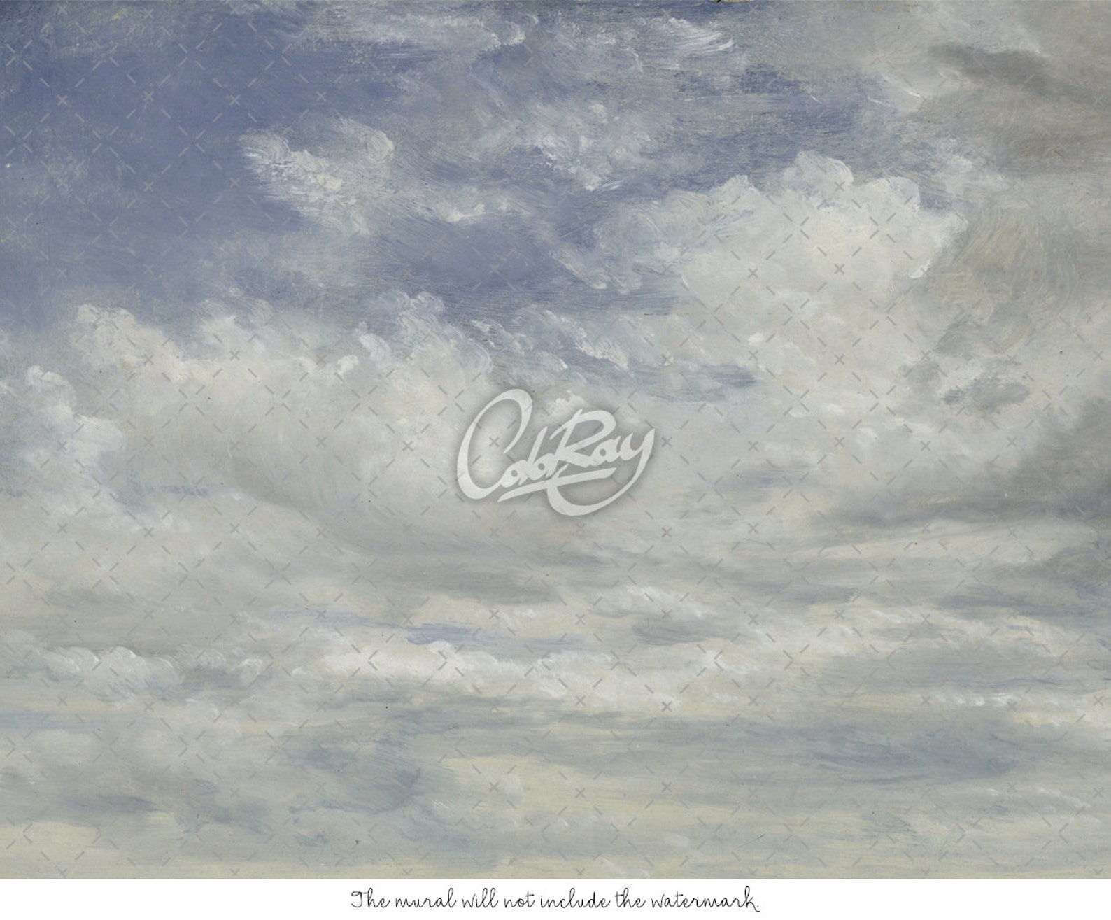 Light Blue Clouded Wall Mural Sky Wall Decal Vintage art Etsy