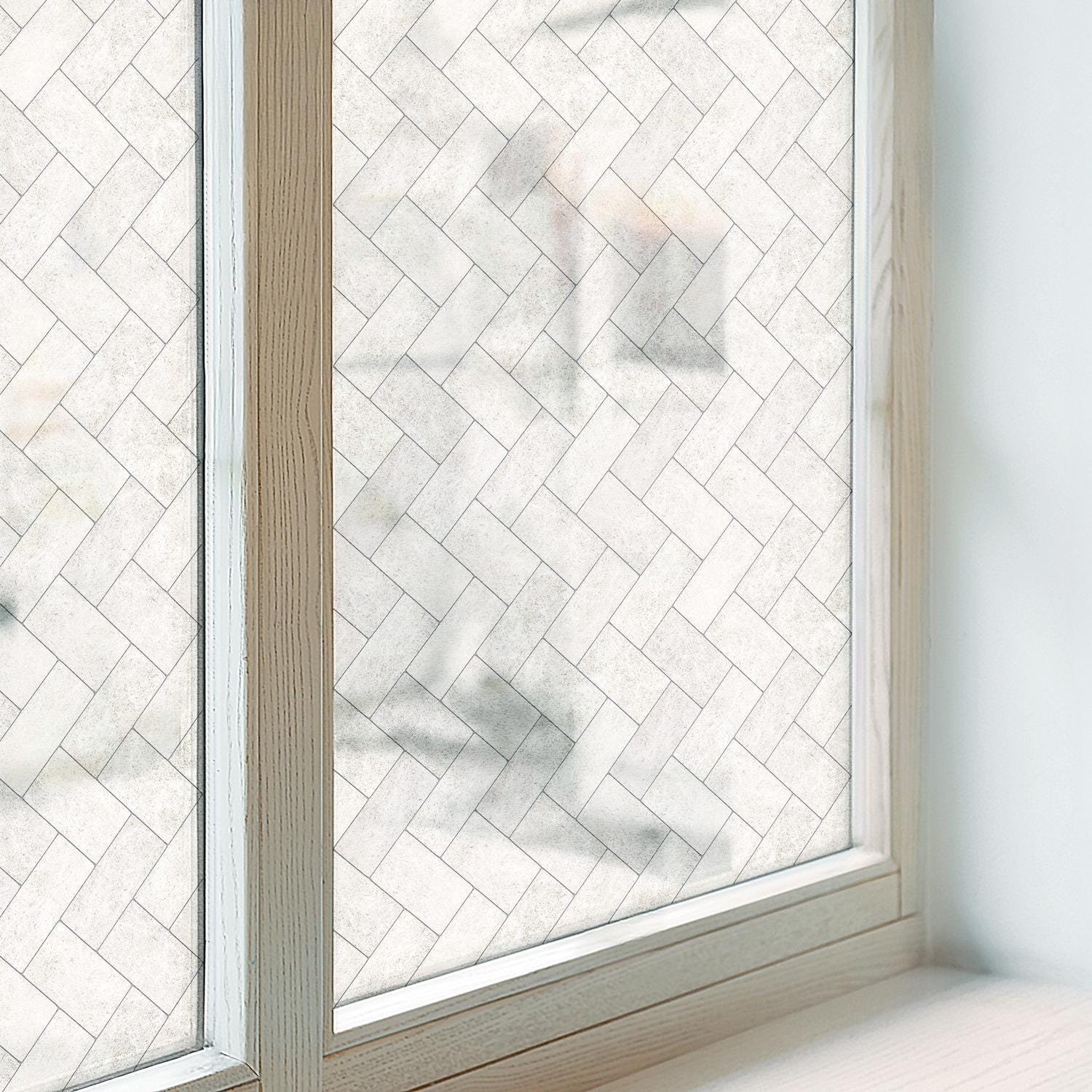 Window Strike Patterns Herringbone Motif Stained Glass Film, Creamy Window Sticker, Textures ...