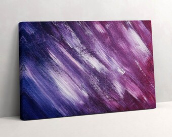 Texture peinte à la peinture acrylique, toile, photo suspendue, oeuvre d'art murale violette, peinture sur toile pour enfants