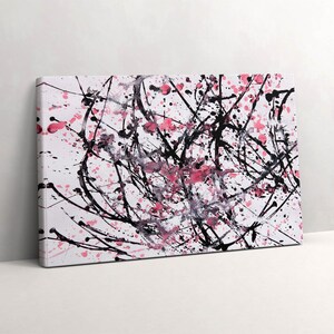 Brush stroke abstraction Canvas, Picture Wall Hanging, Pink Wall Art, Nature Canvas Painting