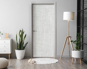 Woven Fabric Door Sticker, Self-Adhesive Cover, Texture Door Mural, Creamy Door Decals, Office Door Stickers