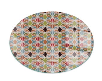 Polygonal Patterns In A Grid Round Fireplace Floor Plate, Brown Fireplace Decoration, Glass Fireplace Hearth, Sleek Stove Hearth Plate