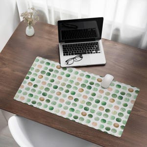Watercolor dots Desk Pad, Green Desk Cover, Table Protector Pad, Backgrounds And Patterns Desk Mat, Desk Decoration