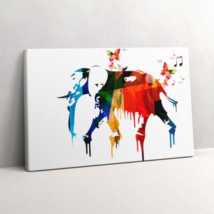 Colorful painted elephant Canvas, Picture Wall Hanging, Red Wall Decor, Abstraction Canvas Print
