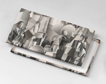 Orchestra made of geometric figures Canvas, Picture Wall Hanging, Gray Wall Art, Abstraction Canvas Painting