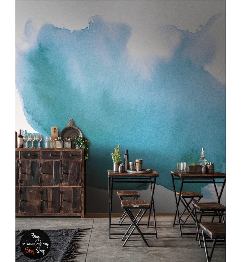 Watercolor Wall Mural Splash Wall Art Watercolor Wallpaper Etsy
