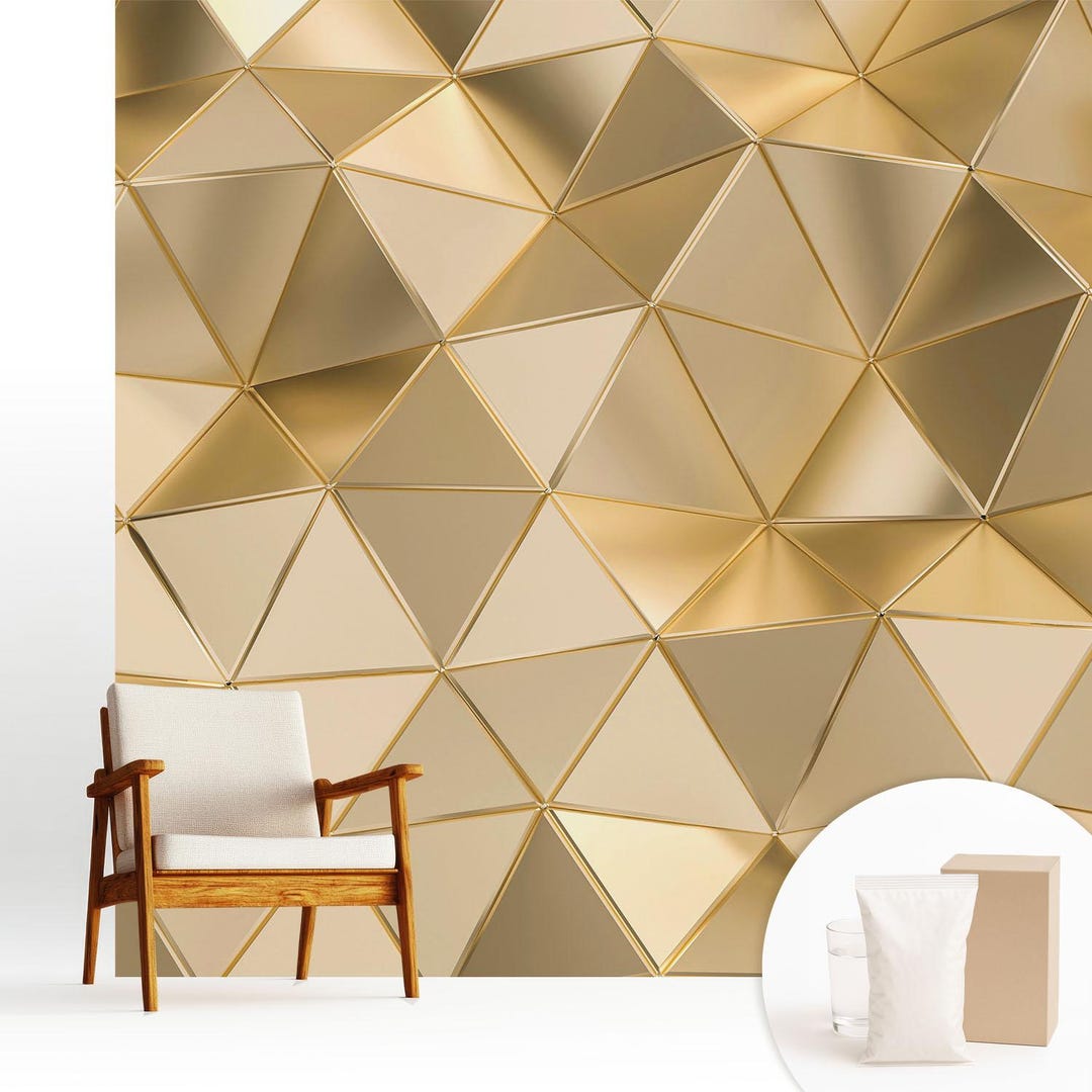 Triangular Patterns Geometry Beige Wall Mural, Custom Size Wallpaper ...