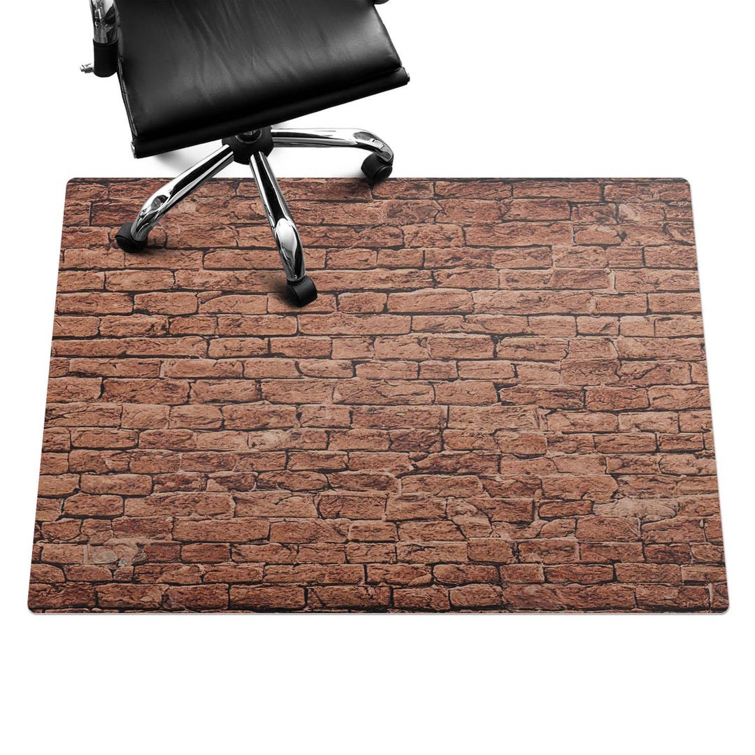 Retro Brick Wall Desk Chair Mat, Brown Computer Chair Mat, Office Chair ...