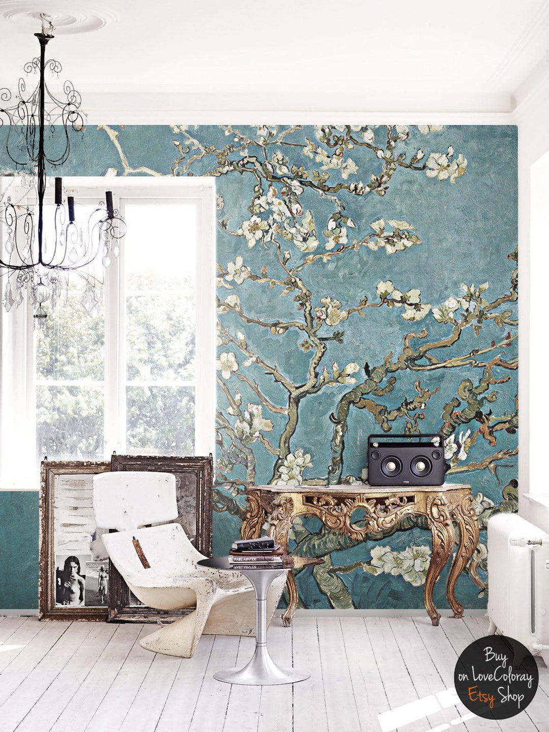 Cherry Blossom Wallpaper, Chinoiserie Wall Mural, Removable Wallpaper, Peel and Stick, Wall Art