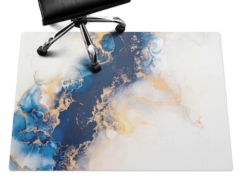 Alfombrilla para silla de ordenador con ondas abstractas, alfombrilla para silla de oficina azul marino, alfombrilla para silla, protector de suelo de vinilo con diseño abstracto, protector de suelo para silla