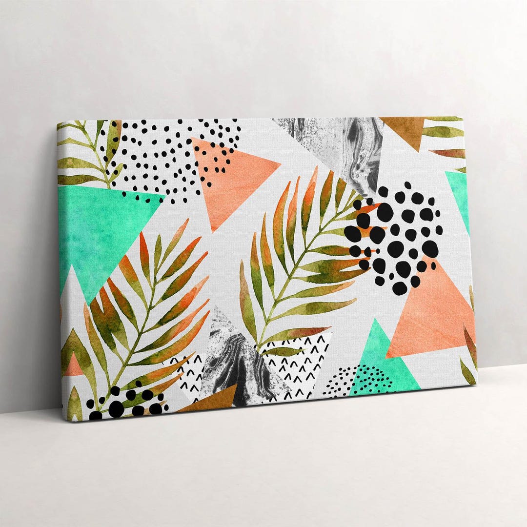 Geometric Abstract Summer Pattern Canvas, Picture Wall Hanging ...