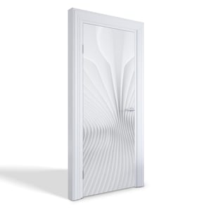 Abstract Waves Door Sticker, Self-Adhesive Cover, Abstraction Door Mural, White Door Decals, Office Door Stickers