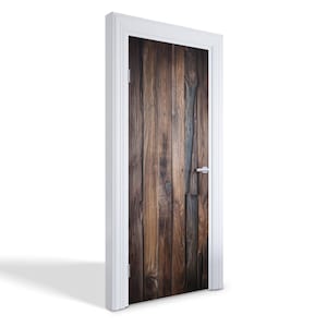 Old Wooden Boards Door Sticker, Self-Adhesive Cover, Texture Door Mural, Brown Door Decals, Office Door Stickers