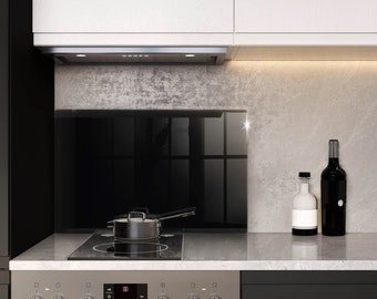 Black Color Tempered Glass Splashback, Glass Splash Guard, Backsplash Panel, Glass Kitchen Splashback, Black Culinary Decor