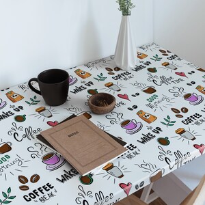 Time for coffee Furniture Veneer, Texture Adhesive Foils, Food Furniture Covering, Multicolor Furniture Decals, Waterproof Sticker
