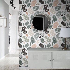 Modern Terrazzo Wallpaper In Roll, Colorful Reusable Wall Mural, Abstract Pattern, Home Makeover #202R