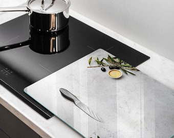 Olives On Concrete Tempered Glass Backsplash, Glass Wall Protection, Oven Splashback, Kitchen Backsplash, Gray Kitchen Decor