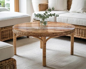 Naturholz mit Harzglas-Tischplatte, Beige Glasplatte im skandinavischen Stil, Schutzglasplatte für Tische, Glastischplatte