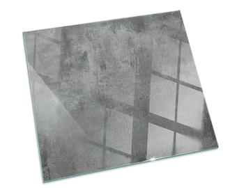 Raw Surface Texture Rectangular Fireplace Floor Plate, Gray Fireplace Decoration, Glass Fireplace Hearth, Sleek Stove Hearth Plate