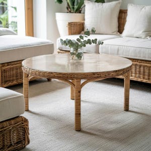 Marble Imitation Glass Table Top, Creamy Glass Table Top, Durable Tempered Glass Tabletop, Round Glass Table Cover