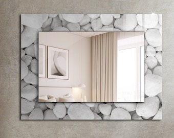 ヴィンテージの大型シャビーシックなホワイトウィッカーミラー 28