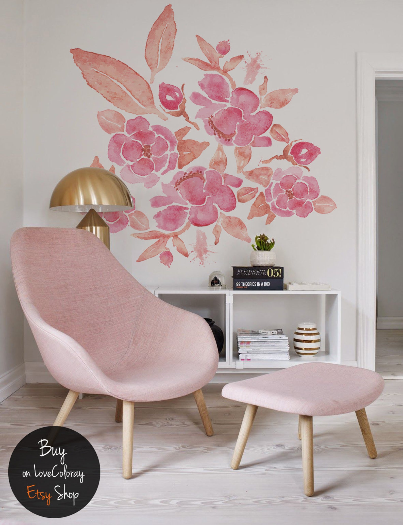 Watercolor Blush Vinyl Set Watercolor Wall Stickers Life | Etsy