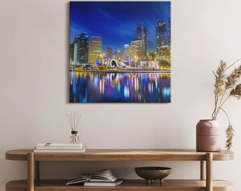 A city full of colors Canvas, Picture Wall Hanging, Navy Wall Decor, Architecture Canvas Print