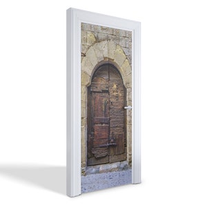 Old Wooden Gate Door Sticker, Self-Adhesive Cover, Architecture Door Mural, Brown Door Decals, Office Door Stickers
