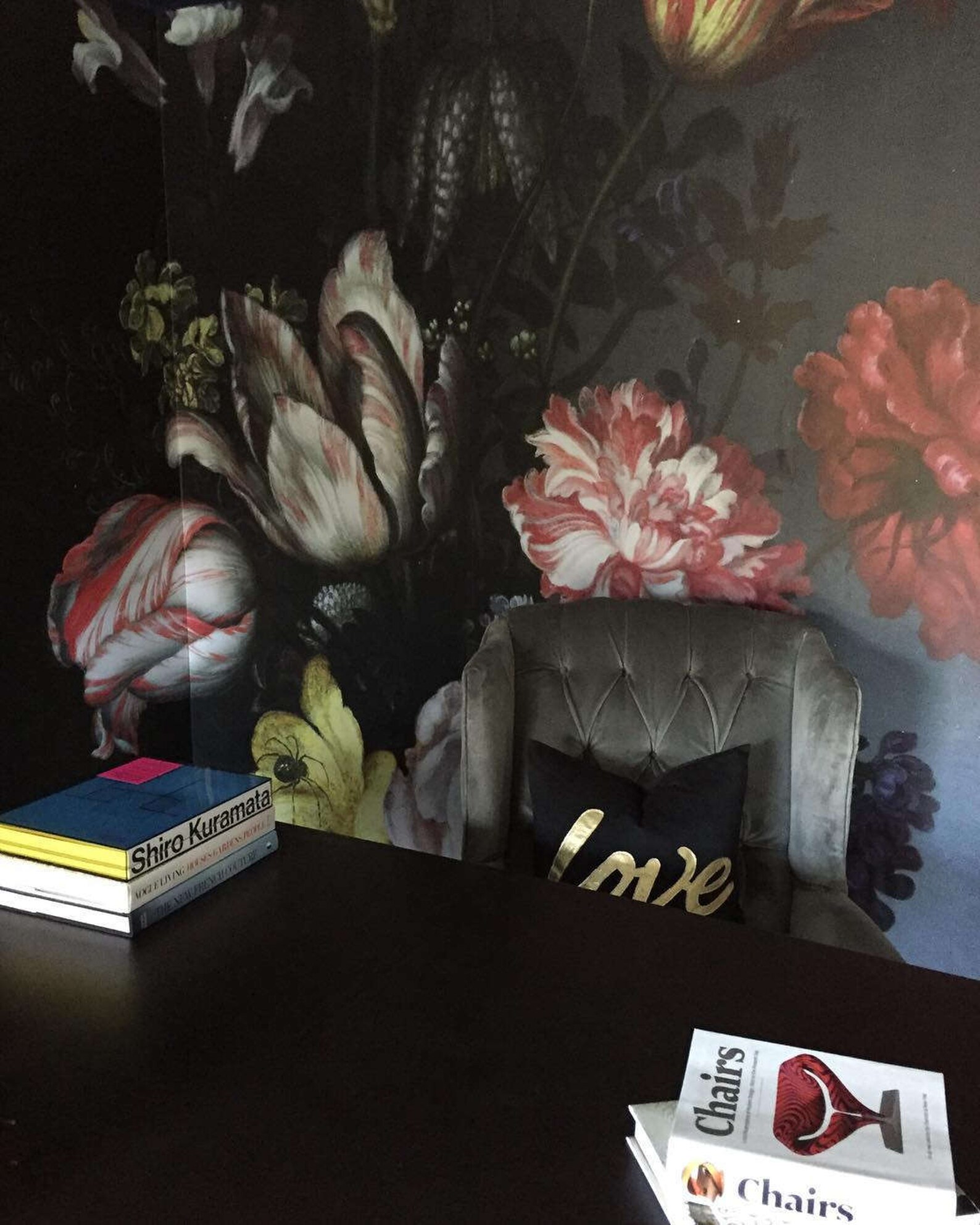 Dutch Dark Vintage Floral Removable Wallpaper Wall Mural Etsy UK