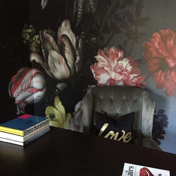 Dutch Dark Classic Floral Removable Wallpaper, Wall mural, Peel and stick, Floral wallpaper, Self adhesive, Temporary mural #14