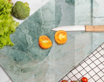 Stone Structure Tempered Glass Splashback, Glass Splash Guard, Backsplash Panel, Glass Kitchen Splashback, Green Culinary Decor