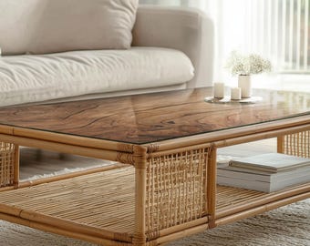 Natürliche Holz Muster Glas Tischplatte, Braune Moderne Glas Tischplatte, Schutzglas Platte Für Tische, Minimalistische Glas Tischplatte
