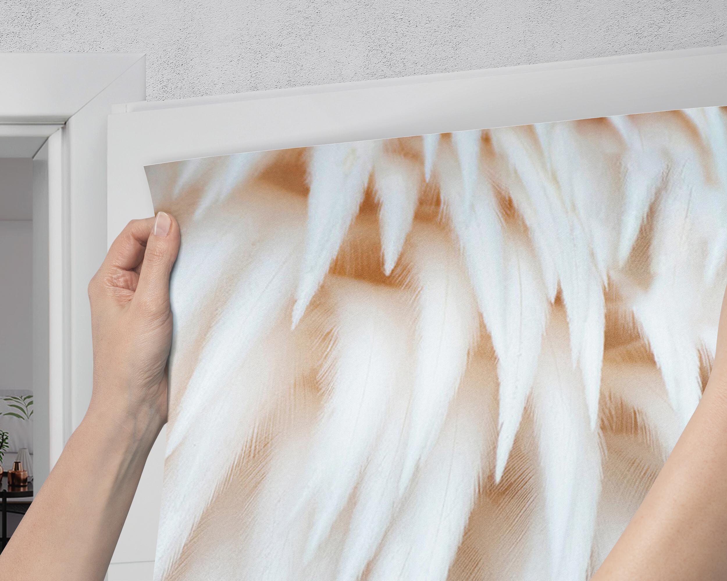 Adesivo Porta 3D Piume Bianche 95x215 Cm – Autoadesivo Rimovibile Per Decorazione Casa