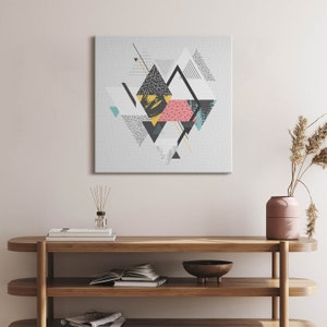 Geometric pattern Canvas, Wall Art Picture, Beige Wall Decoration, Abstraction Canvas Art