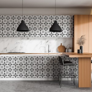 Elegant tiles Furniture Veneer, Texture Adhesive Foils, Abstraction Furniture Covering, Monochrome Furniture Decals, Waterproof Sticker
