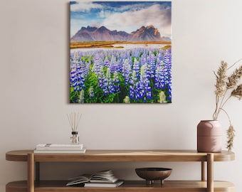 Magical lupine flowers Canvas, Picture Wall Hanging, Folete Wall Decor, Flowers Canvas Print