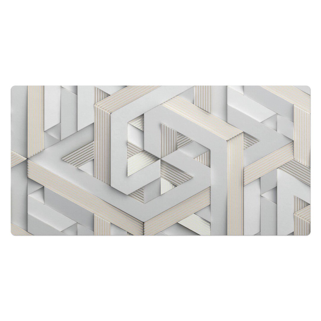 Geometric Weave Desk Cover, Gray Desk Mat, Table Protector Pad ...