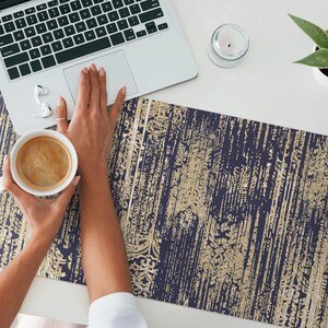 Vertical ornaments Desk Pad, Navy Desk Cover, Table Protector Pad, Backgrounds And Patterns Desk Mat, Desk Decoration