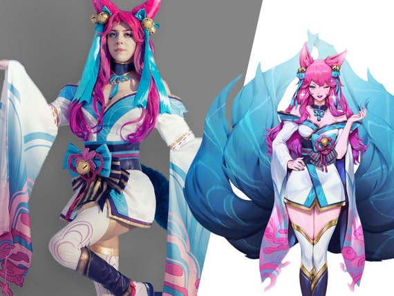 LOL Spirit Blossom Ahri Cosplay Costume Dress Full Suit Halloween Dresses Adult LOL Spirit Blossom Ahri Cosplay Costume Dress Full Suit Halloween Dresses Adult