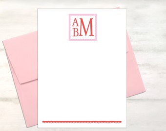 Personalized stacked monogram stationery set for girls stationary, Note cards for girls, Kids notecards set, Childrens stationery [FM202]