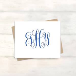 personalized script monogram folded notes for women, monogrammed note cards, monogram stationery set, personalized thank you notes [FD404]