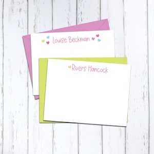 Kids&#39; personalized stationery for girls note card set for kids, girls&#39; personalized stationary, children&#39;s heart notecard stocking stuffer